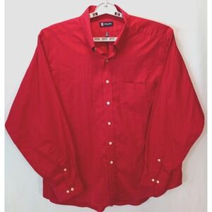 Chaps Twill Men's Button Down Shirt, XXL, Red, 18-18 1/2